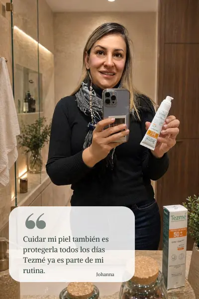 Testimonio de cliente Johana utilizando protector solar Tezmé