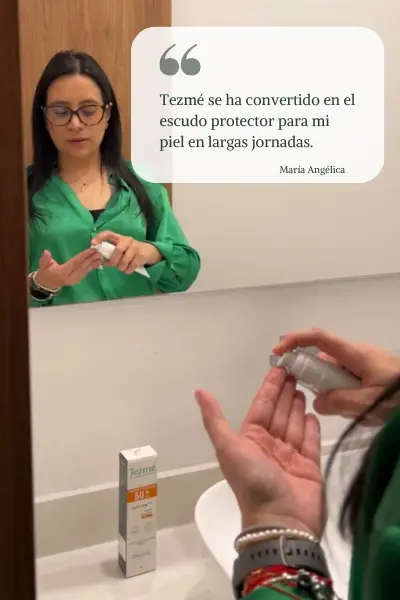 Testimonio de cliente Maria Angelica utilizando protector solar Tezmé