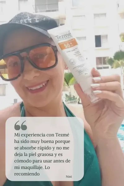Testimonio de cliente Nini utilizando protector solar Tezmé